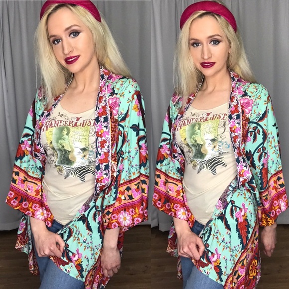 Umgee NWT Boutique Kimono Boho Art Deco - Picture 9 of 16